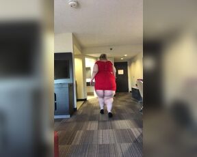 SSBBW Instagram Model In Small Red Dress