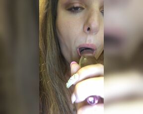 Licking my new glass dildo