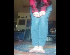 Trying to walk and falling with bound feet