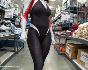 Gwen Stacy shopping in public. No bra pokies.