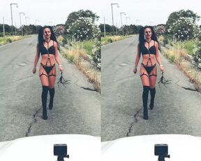 Street Modeling before car hood fucking