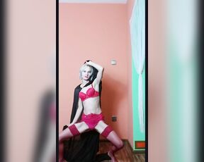 sexy body of a dancing Polish horny blonde striptease