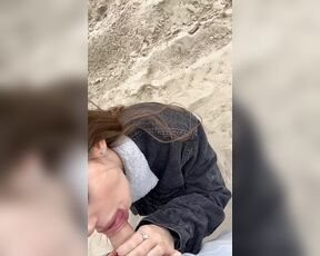 My 18 year old wife gives me a blowjob near the ocean