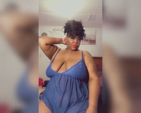 Sexy BBW Showing Off Sexy Curves In Blue Lingerie