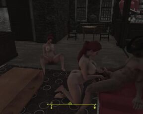 Fallout 4: Getting creampied by Preston, while Piper rubs one out