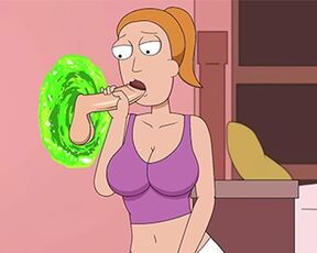 Summer sucks stepbrother's cock through a portal | Rick and Morty