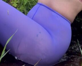 WET PANTYHOSE in Nature | No Panties On